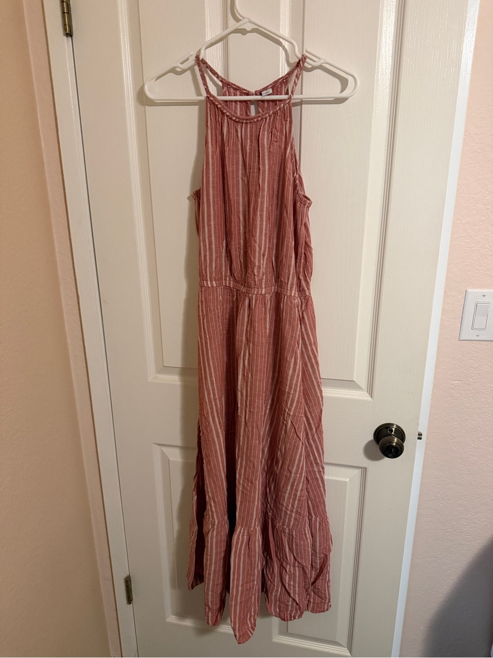 Old Navy Striped Sleeveless Maxi Dress - Dusty Rose & White